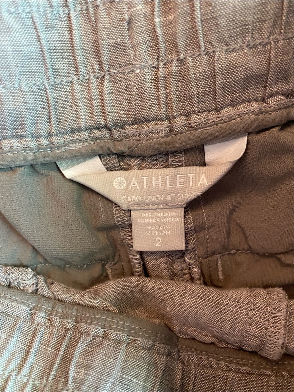 Athleta Cabo linen 4” Light Gray Drawstring Athletic Shorts - Picture 4 of 7
